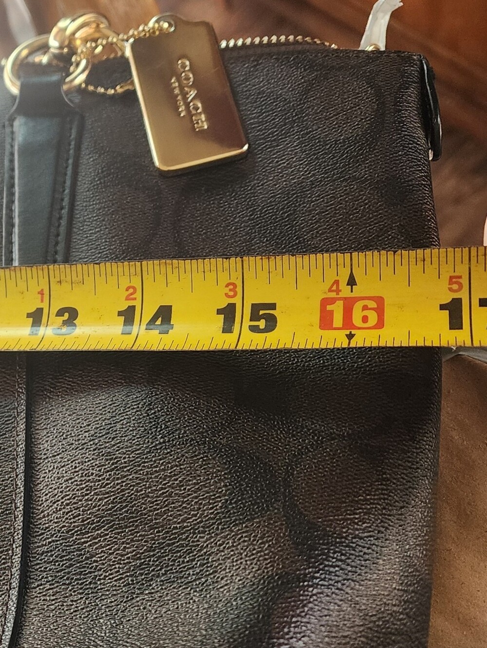 Coach Brown Signature Tote with Black Straps - Picture 2 of 3